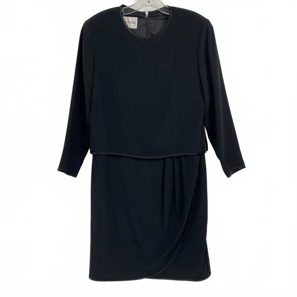 Jeannene Booher Black Layered Shoulder Pad Dress | Size 12